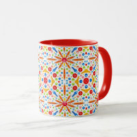 Kaleidoscope pattern, red trim,