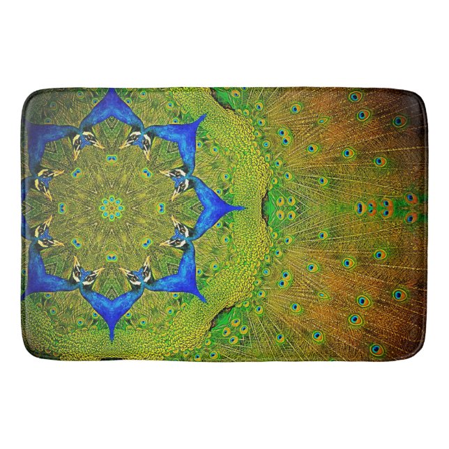Kaleidoscope Peacock Bath Mat (Front)