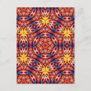 Kaleidoscope Postcard Blue and Cinnamon Brown