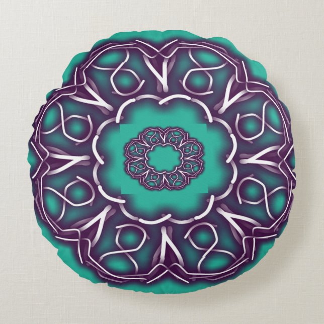 Kaleidoscope Prints Round Pillow (Front)