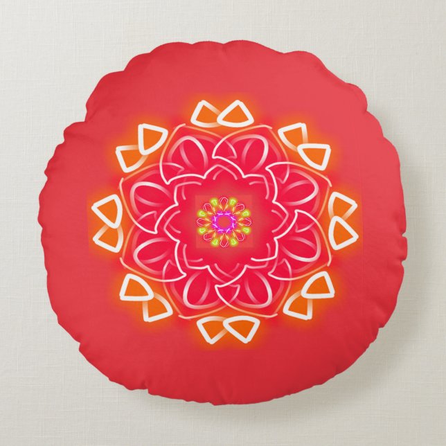 Kaleidoscope Prints Round Pillow (Front)