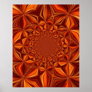 Kaleidoscope Red Digital Art Pattern-66666 Poster