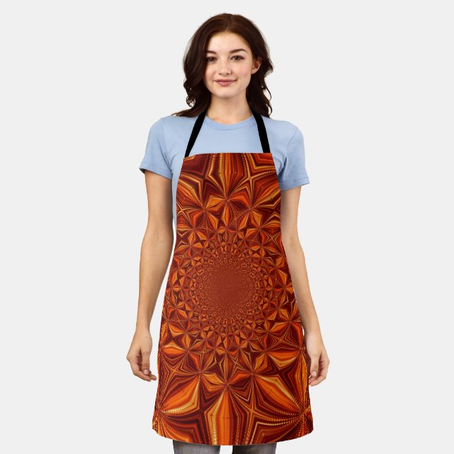 Kaleidoscope Red Digital Art Pattern-67546 Apron (Worn)