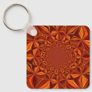 Kaleidoscope Red Digital Art Pattern-67546 Keychain
