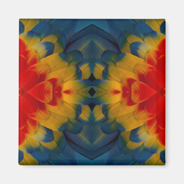 Kaleidoscope Scarlet Macaw design Magnet (Front)