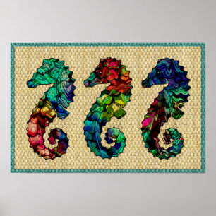 Kaleidoscope Sea Horses Poster Print