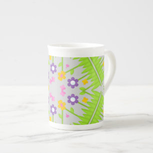 kaleidoscope seamless floral pattern design bone china mug