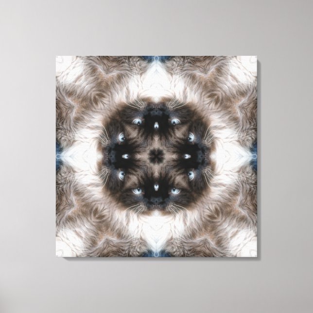Kaleidoscope Siamese Cat Pattern with Blue Eyes Canvas Print (Front)