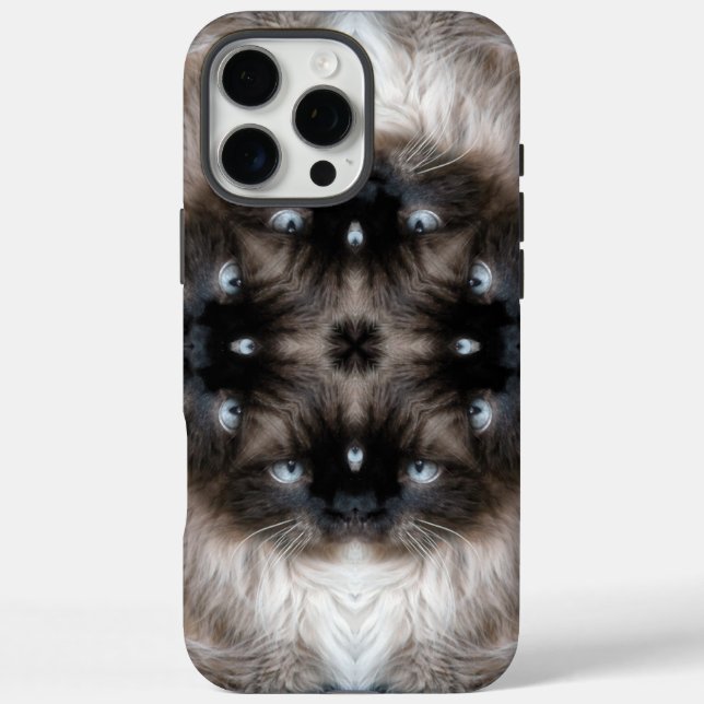 Kaleidoscope Siamese Cat Pattern with Blue Eyes Case-Mate iPhone Case (Back)