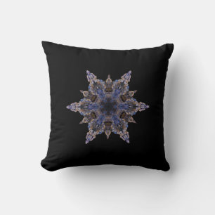 Kaleidoscope Snowflake Intricate Design Black  Throw Pillow