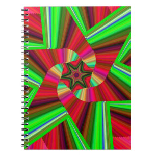 Kaleidoscope Star Art Red Green Notebook
