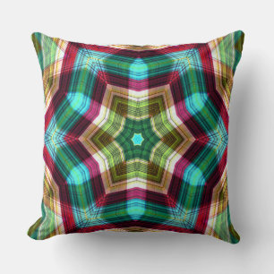 Kaleidoscope star migrating to hexagon with depth throw pillow
