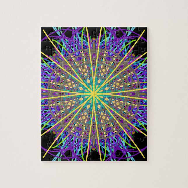 Kaleidoscope Star, Purple Orange Green Art Jigsaw Puzzle (Vertical)