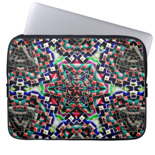 Kaleidoscope style canvas plastic or leather tiled laptop sleeve