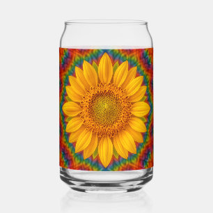 Kaleidoscope Sunflower  Can Glass