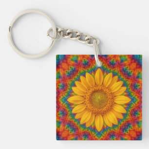 Kaleidoscope Sunflower  Keychain