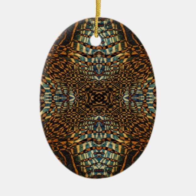 Kaleidoscope tiger fur pattern ceramic ornament (Front)