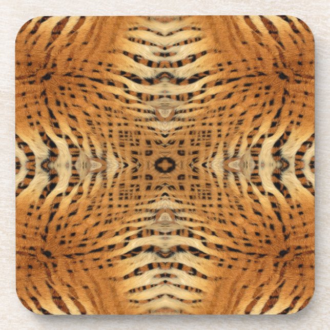 Kaleidoscope Tiger Fur Pattern Coaster (Front)