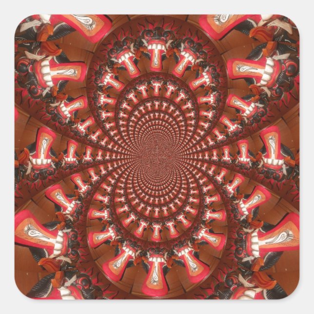 Kaleidoscope Tongue Art Print/Graphic Square Sticker (Front)