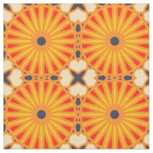 Kaleidoscope Wheel Pattern P Dark Blue Red Yellow Fabric