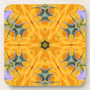 Kaleidoscope Yellow Sunflower Petals Coaster