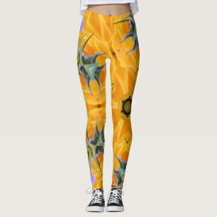 Kaleidoscope Yellow Sunflower Petals Leggings