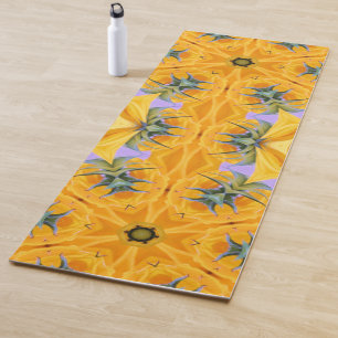 Kaleidoscope Yellow Sunflower Petals Yoga Mat