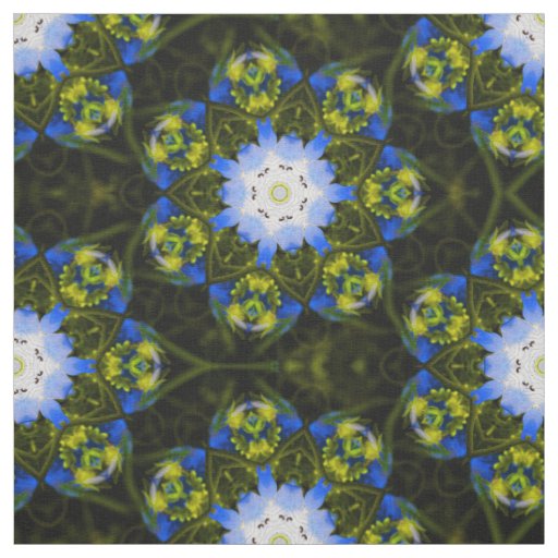 Kaleidoscopic Baby Blue Eyes Spring Flowers Fabric