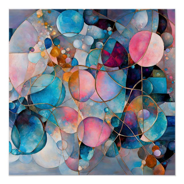 “Kaleidoscopic Cascade” Colourful Abstract Art Poster (Front)
