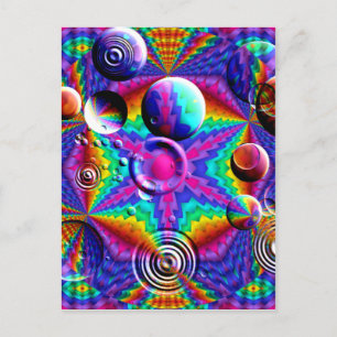Kaleidoscopic Colours and Bubbles Postcard