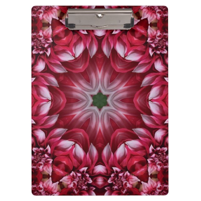 Kaleidoscopic Crimson Dahlia  Clipboard (Front)