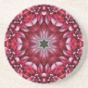 Kaleidoscopic Crimson Dahlia Coaster