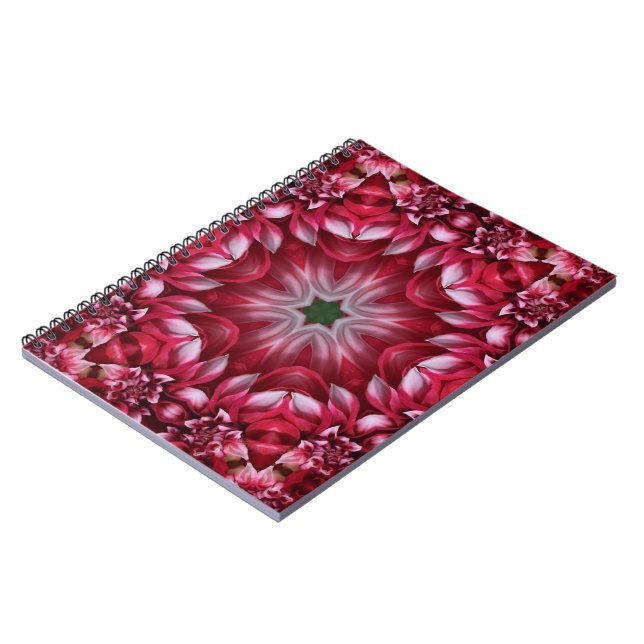 Kaleidoscopic Crimson Dahlia  Notebook (Left Side)