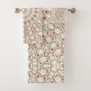 Kaleidoscopic Earthy Neutral Mandala Design Bath Towel Set
