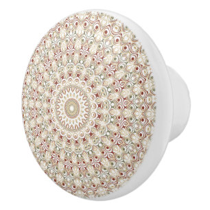 Kaleidoscopic Earthy Neutral Mandala Design Ceramic Knob
