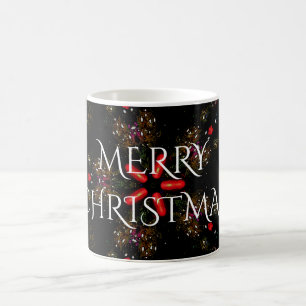 Kaleidoscopic Flower Design Red Black and White Coffee Mug