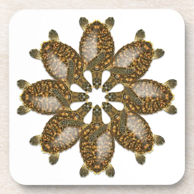 Kaleidoscopic Hawksbill Sea Turtle Coasters (Front)