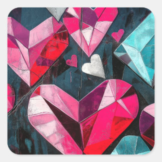 Kaleidoscopic Heart Collage Square Sticker