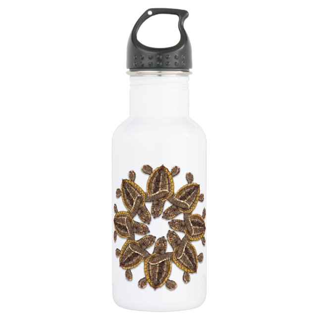 Kaleidoscopic Loggerhead Sea Turtle Water Bottle (Front)