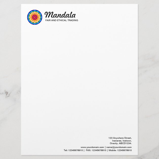 Kaleidoscopic Mandala 012 Letterhead (Front)