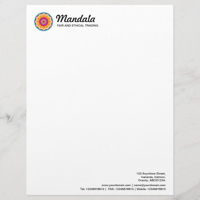 Kaleidoscopic Mandala 013 Letterhead (Front)