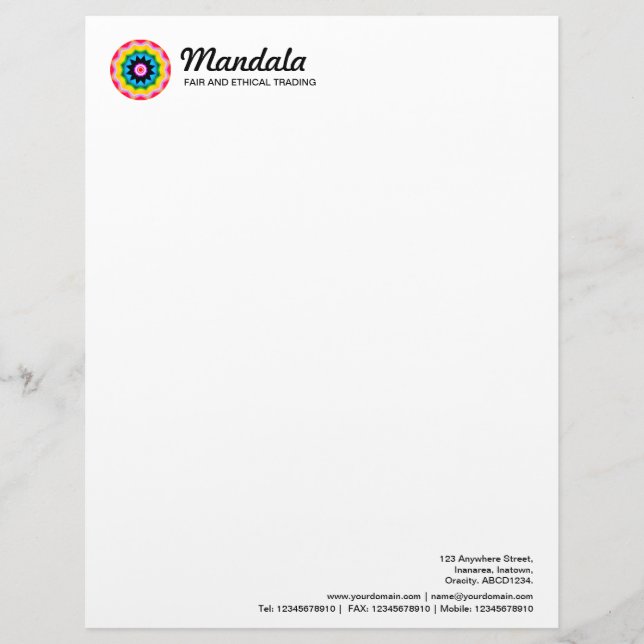 Kaleidoscopic Mandala 017 Letterhead (Front)