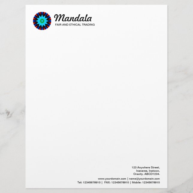 Kaleidoscopic Mandala 018 Letterhead (Front)