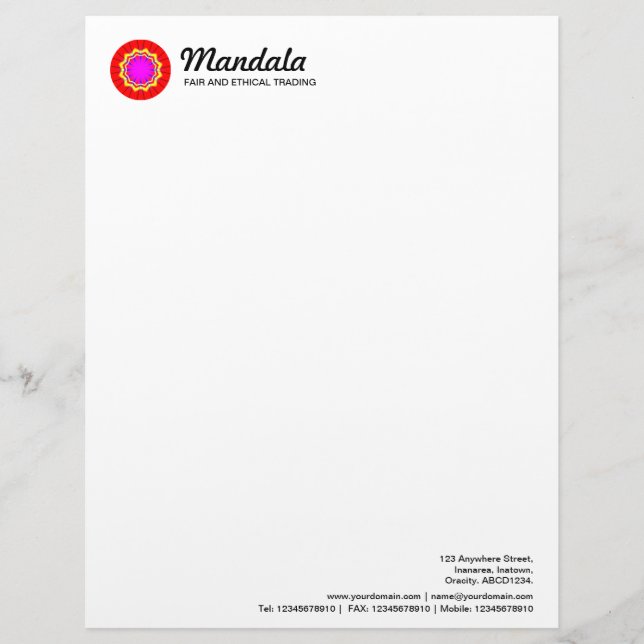 Kaleidoscopic Mandala 020 Letterhead (Front)