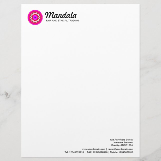 Kaleidoscopic Mandala 022 Letterhead (Front)