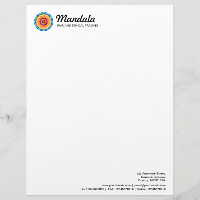 Kaleidoscopic Mandala 025 Letterhead (Front)