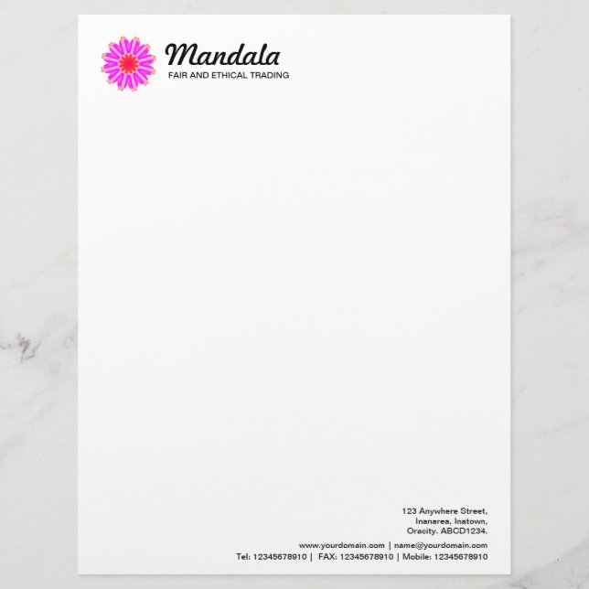 Kaleidoscopic Mandala 028 Letterhead (Front)