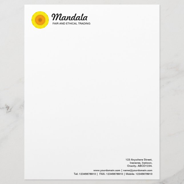 Kaleidoscopic Mandala 030 Letterhead (Front)