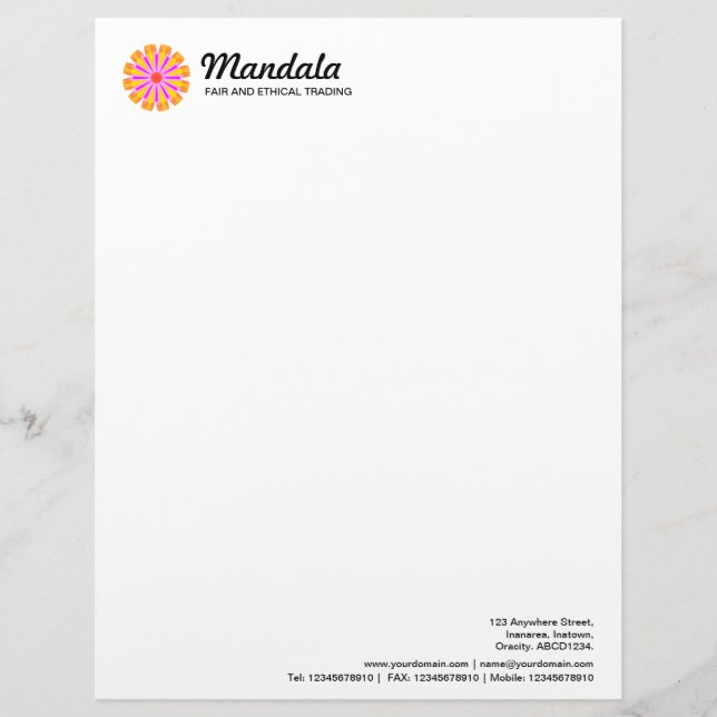 Kaleidoscopic Mandala 08 Letterhead (Front)