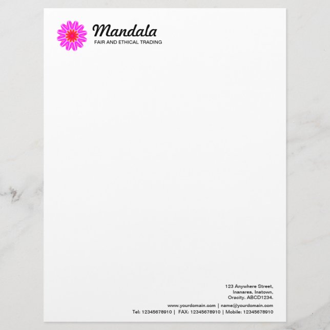 Kaleidoscopic Mandala 09 Letterhead (Front)